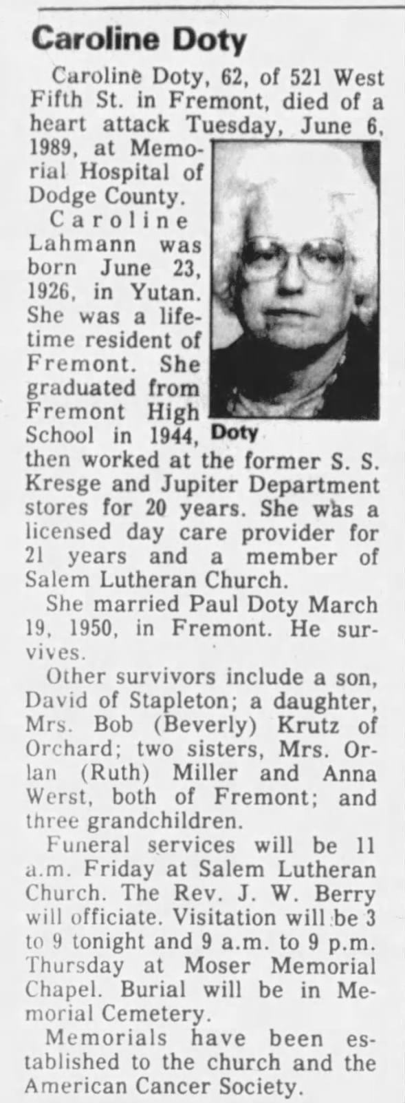 Clipping from Fremont Tribune